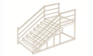 Изображение для товара Лестница металлическая с перилами (11 ступеней, решетчатая поверхность, без площадки)
