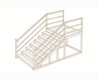Изображение для товара Лестница металлическая с перилами (10 ступеней, перфорированный лист, с площадкой)